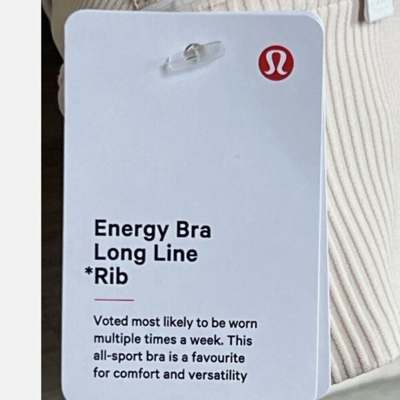 NWT Lululemon Energy Longline Bra Rib Chantilly SIZE 8 IVORY TAN CREAM NUDE 8 - Picture 5 of 6